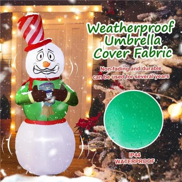 Christmas Inflatable Outdoor Decor 6FT Shivering Snowman Inflatable Built-in LED